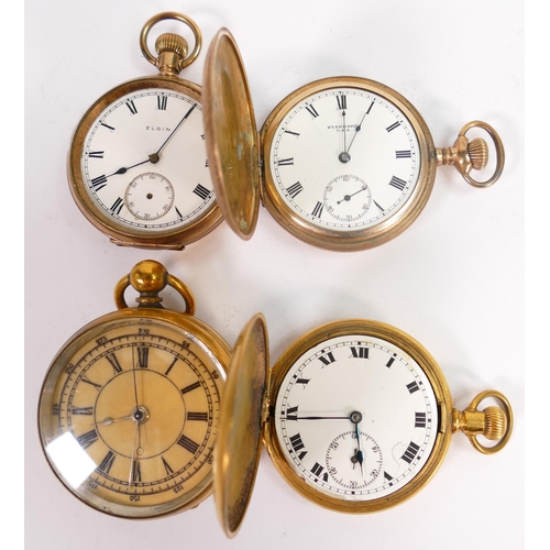 659 - Four gents original gold plated / gilt metal pocket watches.  All sold as not working, so for spares... 