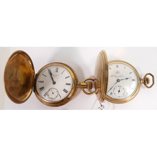 661 - Four gents original gold plated / gilt metal pocket watches. Three in ticking order, largest not wor... 