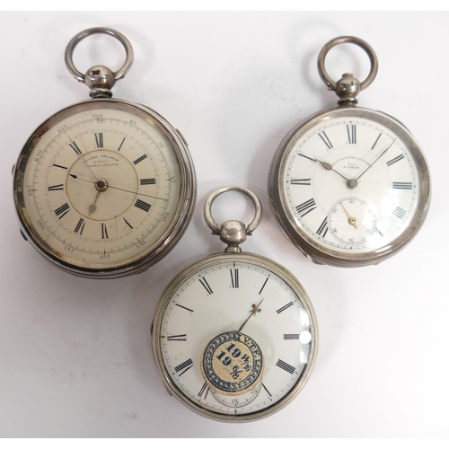 663 - 3 x hallmarked silver cased gents pocket watches, all in reasonable order. All balances appear to sw... 