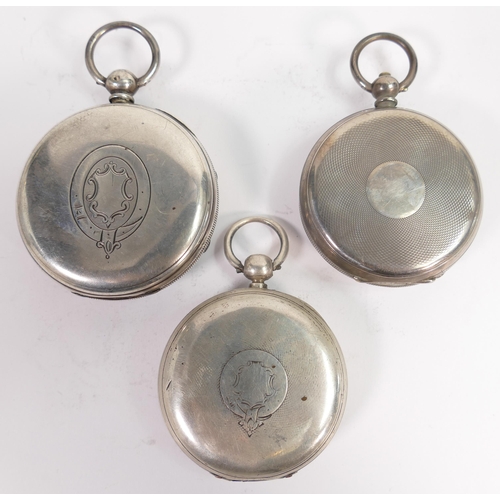 663 - 3 x hallmarked silver cased gents pocket watches, all in reasonable order. All balances appear to sw... 