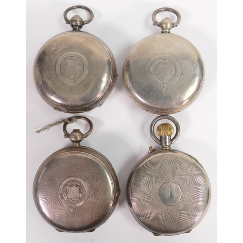 665 - 4 x hallmarked silver cased gents pocket watches, all in reasonable order.  3 of the 4 balances appe... 