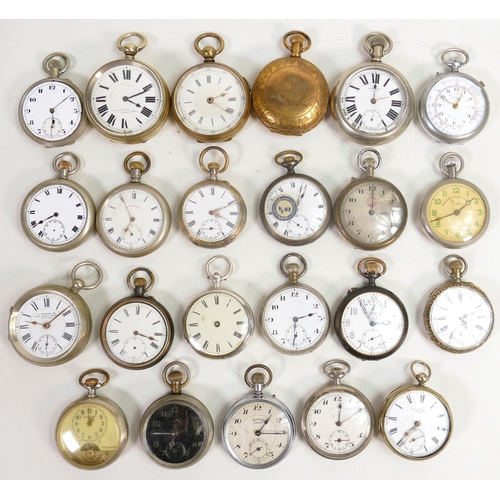 669 - Large pocket watch collection of 23 x 19th and earlier 20th century gents pocket watches, gilt, base... 