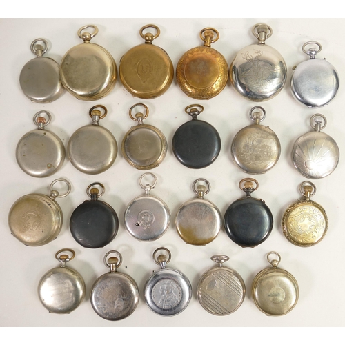 669 - Large pocket watch collection of 23 x 19th and earlier 20th century gents pocket watches, gilt, base... 