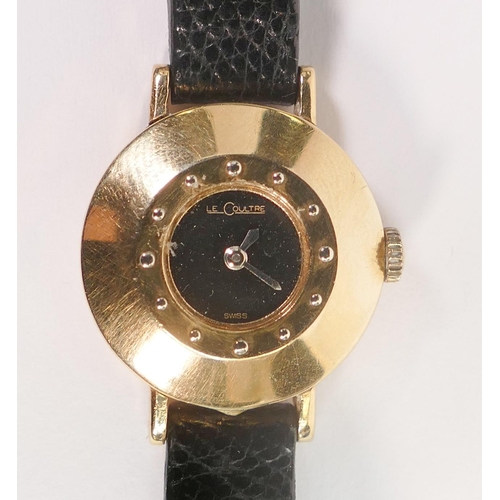 670 - 1950's 14k gold LeCoultre ladies watch. Gross weight 12g including strap.