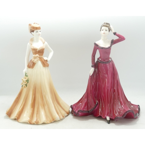 154 - Boxed Coalport Large Lady Figures Seasons Greetings & Lady of Fashion Figure Yvonne(2)