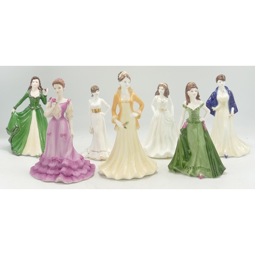 161 - Boxed Coalport Small lady Figures Happy Christmas, Your Special Day, The Winters Ball, Tiffany, Sava... 