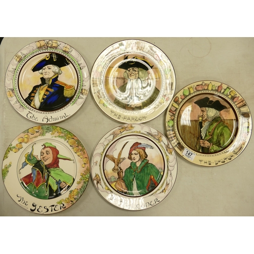 147 - Royal Doulton Series Ware Plates to include The Admiral, The Jester, The Parson, The Falconer & The ... 