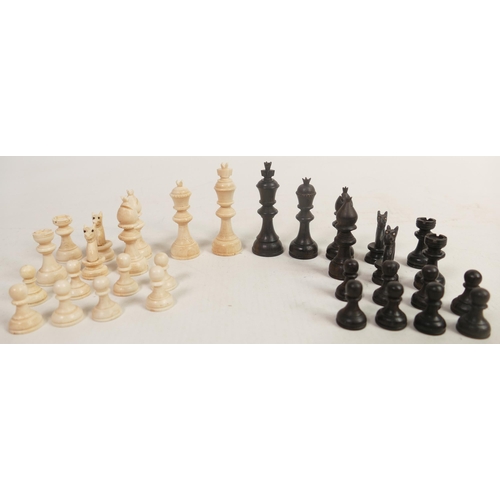 174 - Antique Hand Turned & Coloured Bone Chess set, height of largest 6.3cm