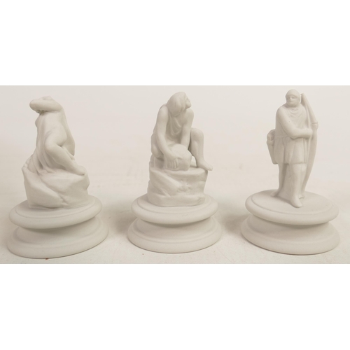 183 - Modern Wedgwood Flaxman design white Jasper ware chess pieces(3)