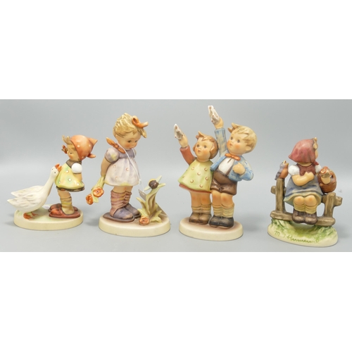 212 - Goebel Hummel Figures Will it Sting, Auf Wiedersehen, Goose Girl & Pay Attention, tallest 13cm(4)