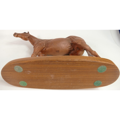 217 - Beswick Matt Brown Large Racehorse on wooden plinth 1564