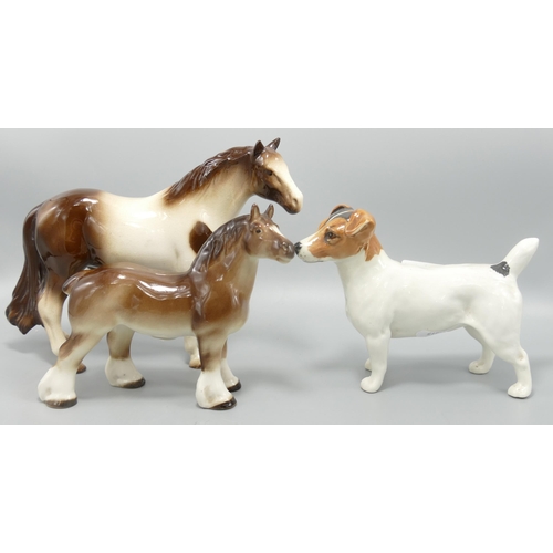 256 - Beswick Jack Russell Terrier 2023 together with 2 Melba Ware Horses(3)