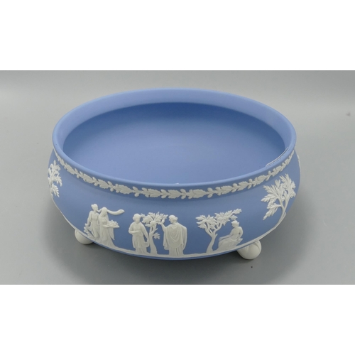 222 - Wedgwood Blue Jasperware Footed Fruit Bowl, diameter 20cm