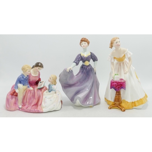 287 - Royal Doulton Lady Figures Happy Birthday Hn3095, The Bedtime Story Hn2059(2nds) & seconds Jacquelin... 