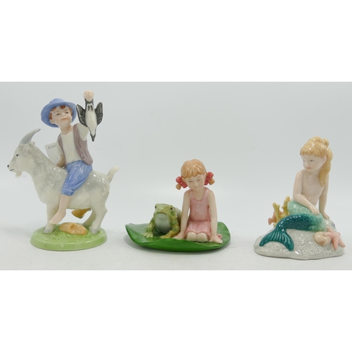 289 - Royal Copenhagen  H.C Andersen figures The Little Mermaid, Thumbelina & Jack The Dullard, tallest 13... 