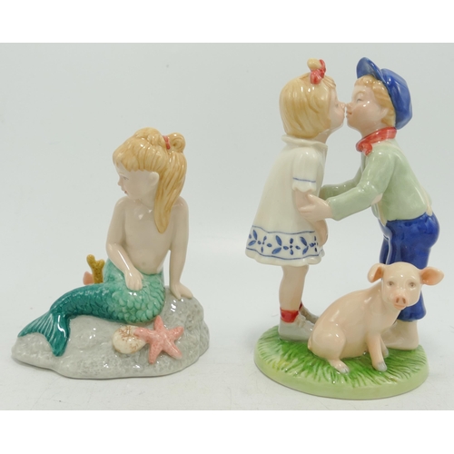 290 - Royal Copenhagen  H.C Andersen figures Little Mermaid & The Swineherd, tallest 12cm(2)