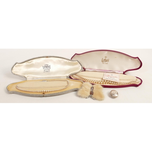 705 - Vintage Lotus simulated pearl sets, pendant etc