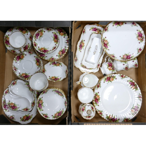 1214 - Royal Albert Old country Rose Patterned Tea & Dinnerware (2 trays)