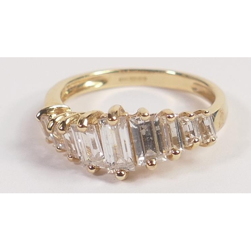 732 - 14ct gold .585 hallmarked white stoned ring, size M, weight 2.9g