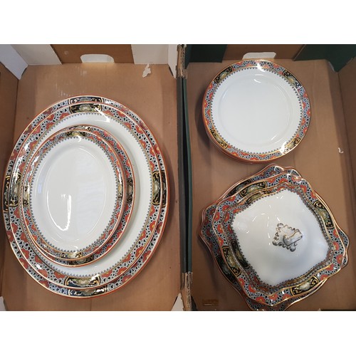 594 - Soho Pottery Cobridge 'Satsuma' pattern dinnerware items to include: 5 graduated oval platters, lidd... 