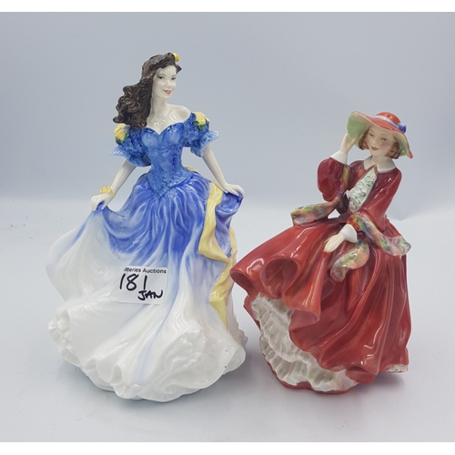 181 - 2 Royal Doulton Lady Figures 'Rebecca' HN4041 & 'Top of the hill' HN1834