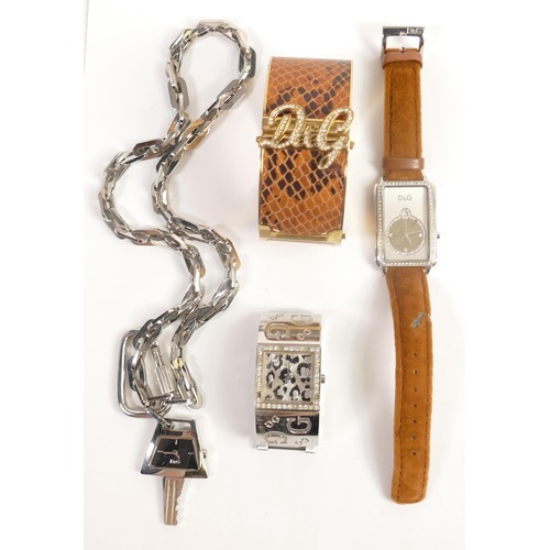 656 - D&G branded ladies fashion watches & similar necklace