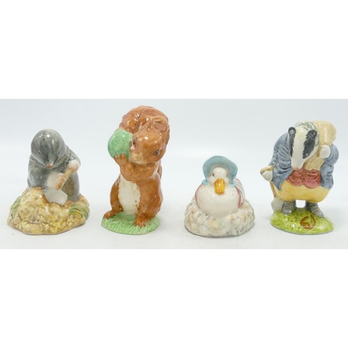 659 - Royal Albert Boxed Beatrix Potter Figures Tommy Brock, Jemima Puddleduck made a feather nest, Diggor... 