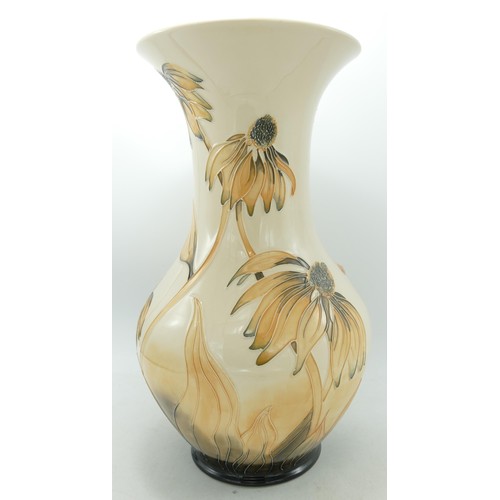 77 - Moorcroft Cornflower large flared vase by Anji Davenport. Height 33cm. Boxed.