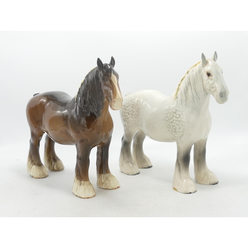 496 - Beswick 818 Shire Horse in Grey & Brown(2)