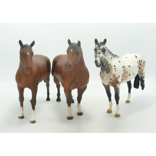 498 - Beswick Damaged horses to include  Appaloosa Horse 1772, Matt Horses Quarter Horse 2186 etc (3)