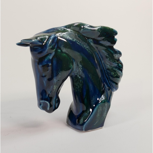 37 - Anita Harris Horses head reactive glaze ocean colours. Gold signed to base, height 16cm