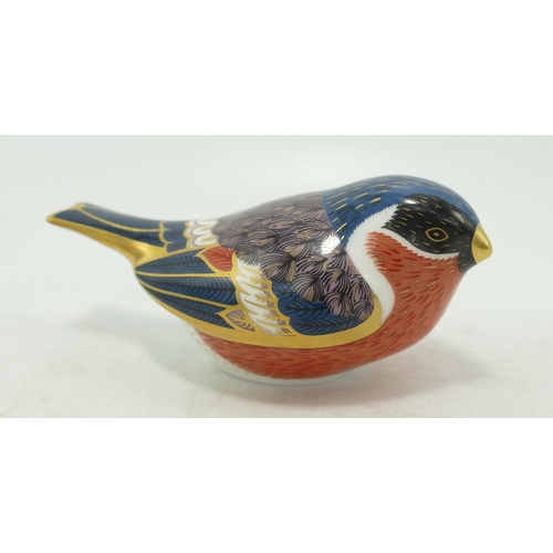 46 - Royal Crown Derby Bullfinch Paperweight, gold stopper