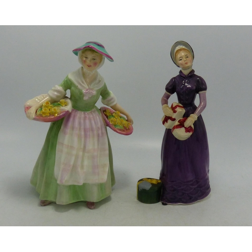 8 - Royal Doulton Lady Figures Daffy Down Dilly HN1712 (hairline to hat) & Good Day Sir Hn2896(2)