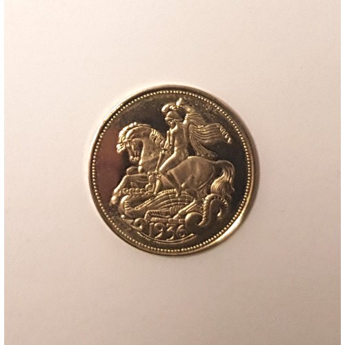 134 - Hallmarked 9ct Gold Edward VIII 1936 Pattern 'Sovereign', Hallmarked for London 2001, 5.0g in weight... 