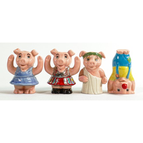 22 - Four Wade Pig style figures including - Topsy Turvy, Wirly-Whirley, Caesar etc., tallest 7cm, (blue ... 