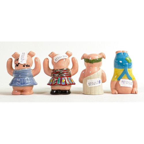 22 - Four Wade Pig style figures including - Topsy Turvy, Wirly-Whirley, Caesar etc., tallest 7cm, (blue ... 