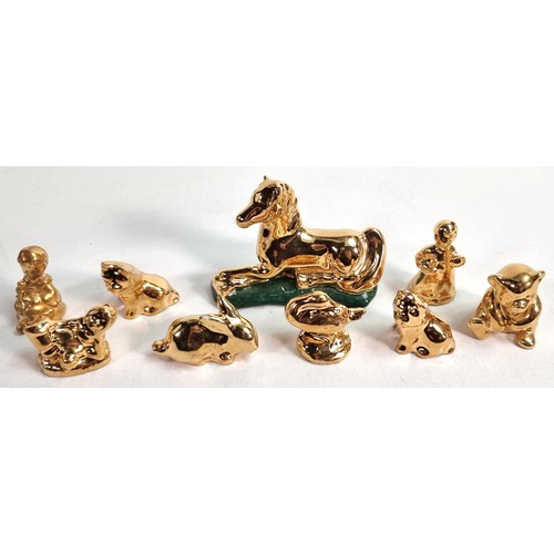 38 - Wade collection of Dip Gold Whimsies.  Items with handwritten notes to base. These items were remove... 