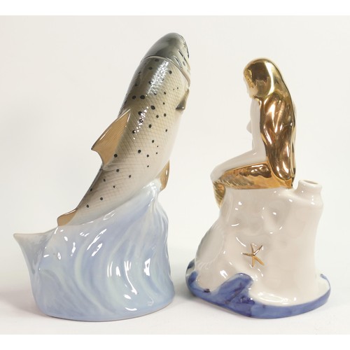 73 - Wade prototype Canadian Game Fish & Mermaid Whisky / Bourbon decanters, height of tallest 27.5cm. Th... 