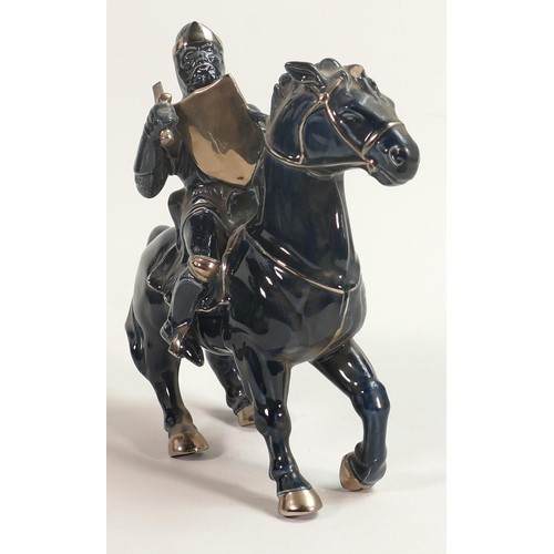 74 - Wade prototype figure of Knight on Horseback with silvered highlights, height 22cm. This was removed... 