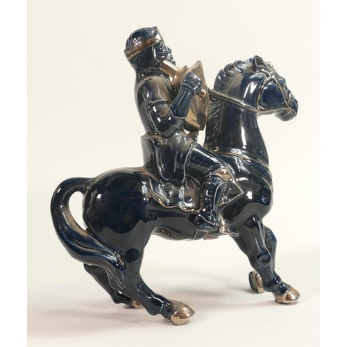 74 - Wade prototype figure of Knight on Horseback with silvered highlights, height 22cm. This was removed... 