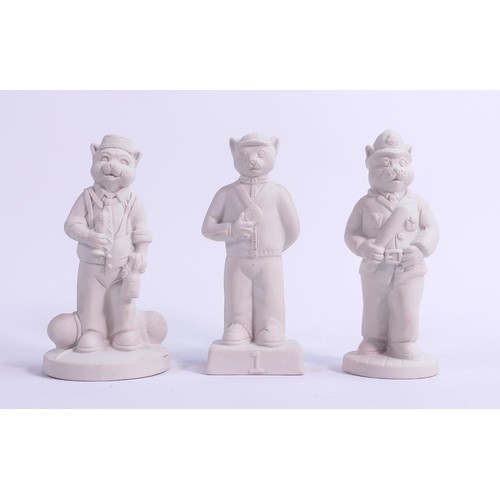 123 - Wade unglazed Bisque approved samples of Police Man as Cat, Drunkard as Cat & Prize winner as Cat, h... 