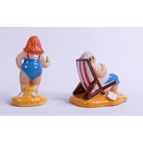 137 - Wade Beside the Seaside limited edition figures, Bathing Beauty & Sun Sea & Sid, both with hand writ... 