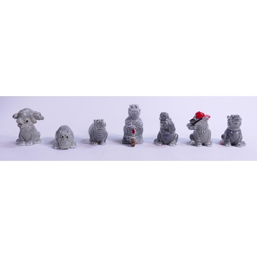 138 - Wade Hip Hippos figures - some with handwritten script to base, height of tallest 8.5cm. These were ... 