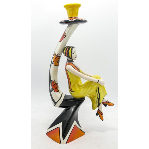 145 - Lorna Bailey Art Deco Lady Candlestick. Limited edition 19/100. 27cm high - with certificate, mark o... 