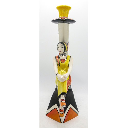 145 - Lorna Bailey Art Deco Lady Candlestick. Limited edition 19/100. 27cm high - with certificate, mark o... 