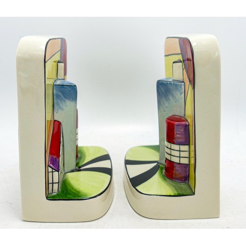 174 - Lorna Bailey 'Deco House' bookends, limited edition 11/50. 13.5cm high. Mark on bottom 