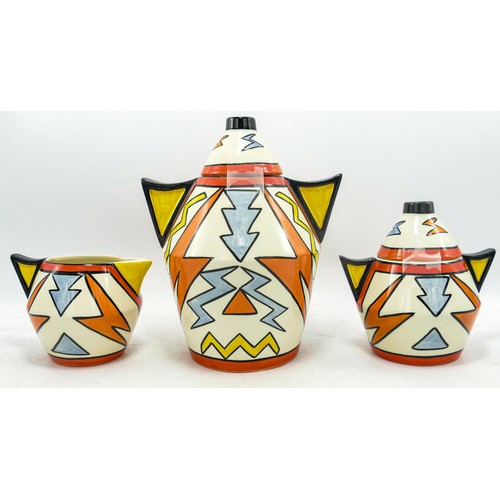 184 - Lorna Bailey 'Tempest' tea pot set. Limited edition. 186/350. Consists of tea pot, sugar bowl with l... 