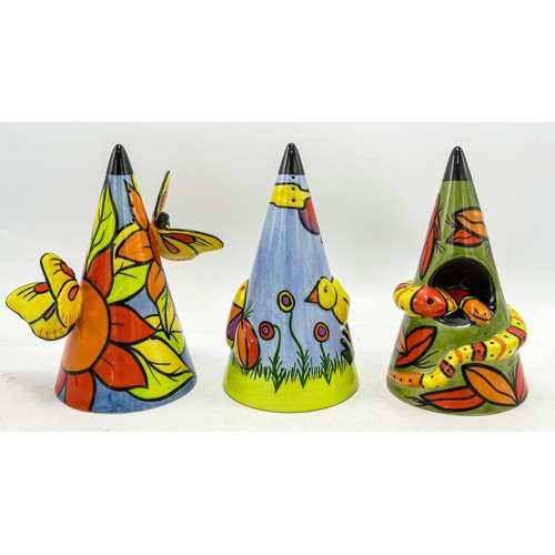 198 - Three Lorna Bailey sugar shakers - 'Ophidiophobia' sugar sifter, limited edition 90/250. 14cm high, ... 