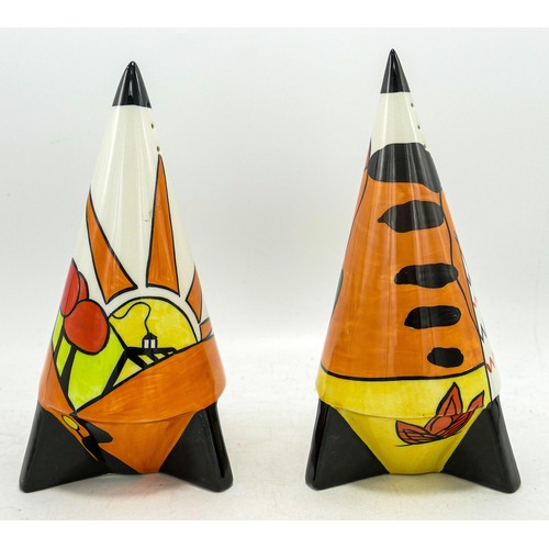 202 - Two Lorna Bailey Rocket sugar shakers - Apedale Valley Rocket sugar shaker, no marks 17cm high, plus... 