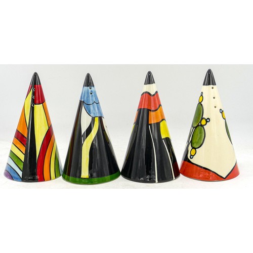 205 - Four Lorna Bailey Conical sugar sifters - Mothertown sugar sifter, mark on base 